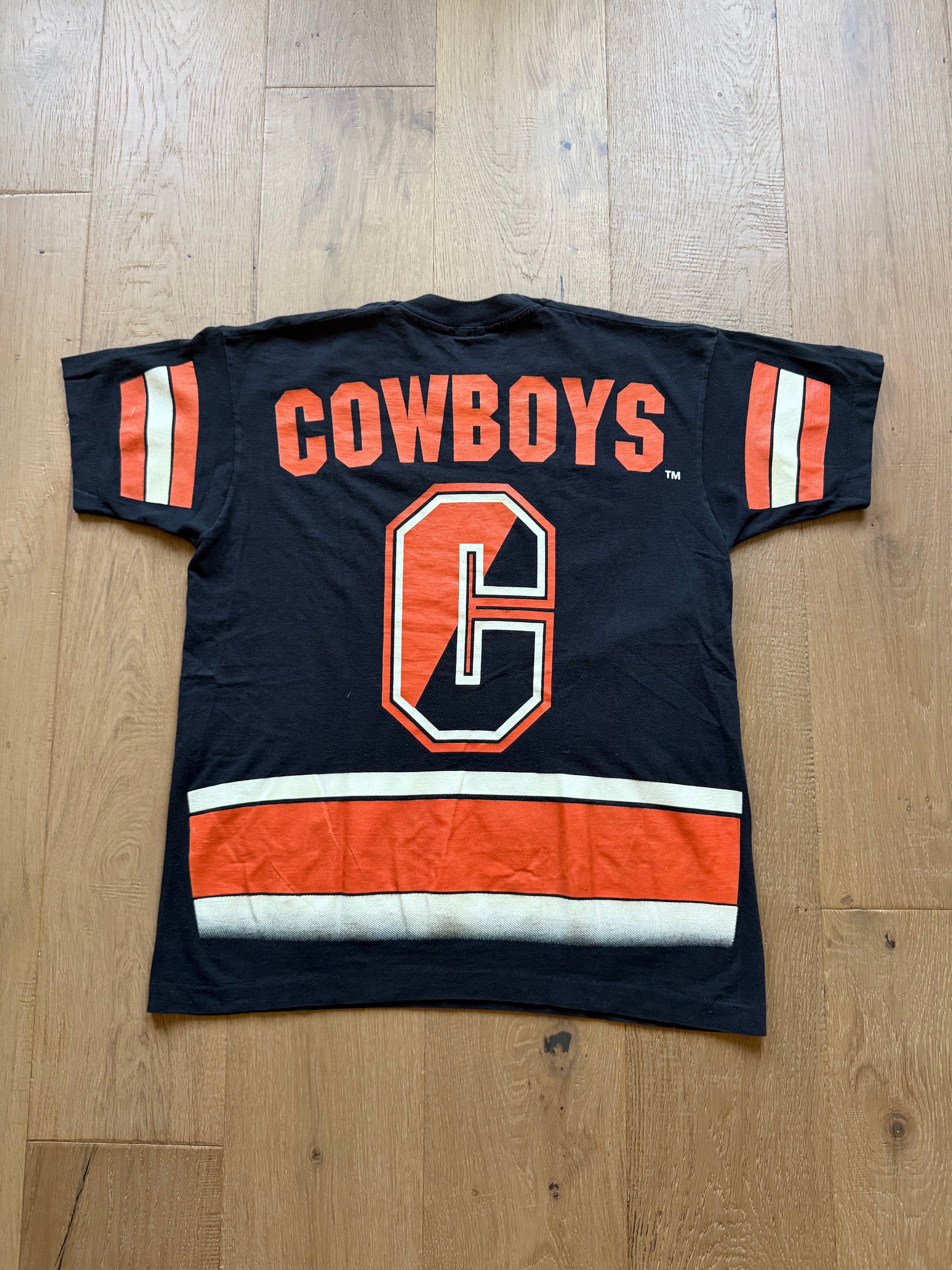 Black 90s Salem Sportswear OSU Cowboys Big Print T-Shirt Large