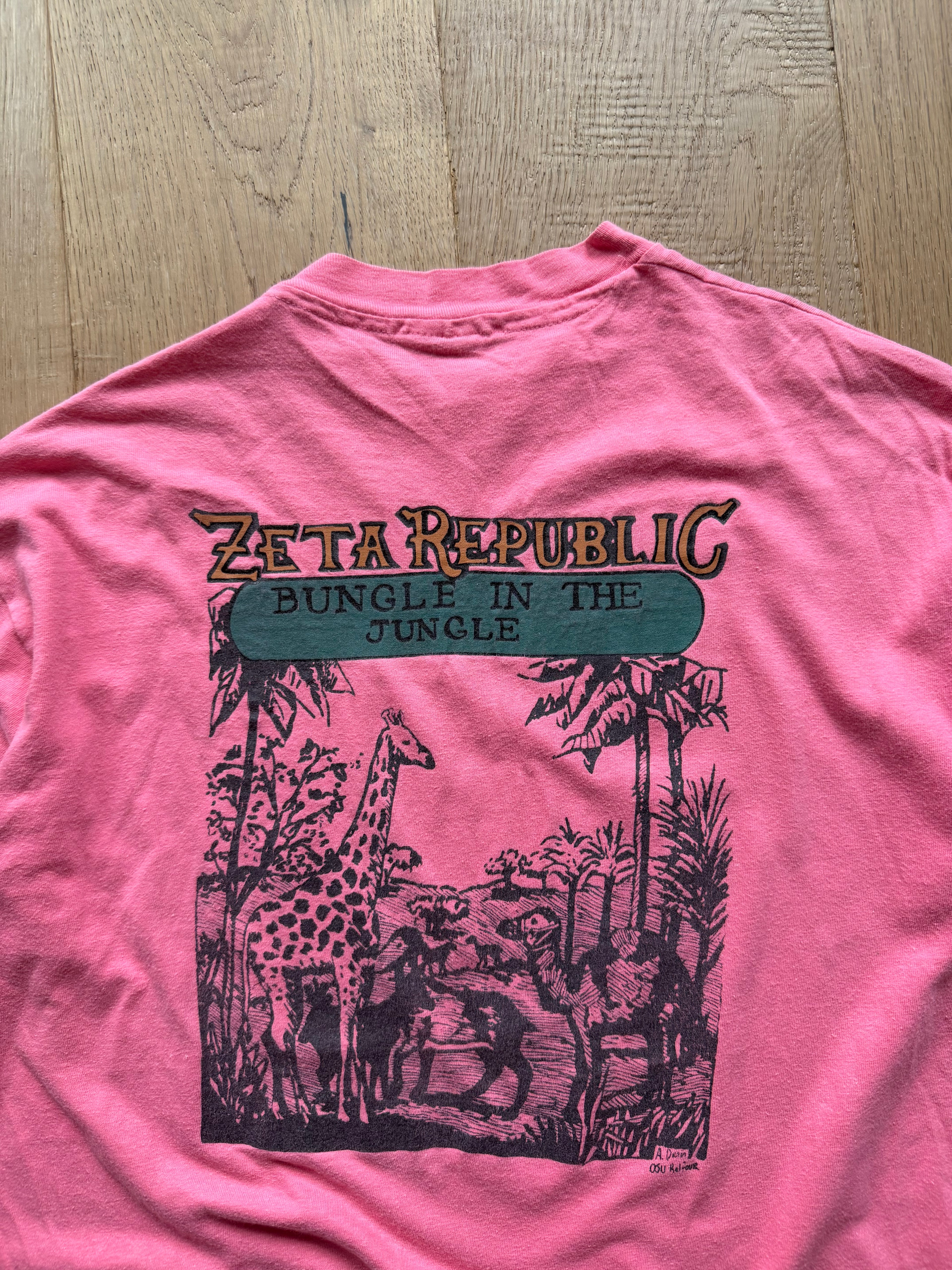 Pink 1987 Oklahoma State Zeta Banana Republic Parody T-Shirt Large