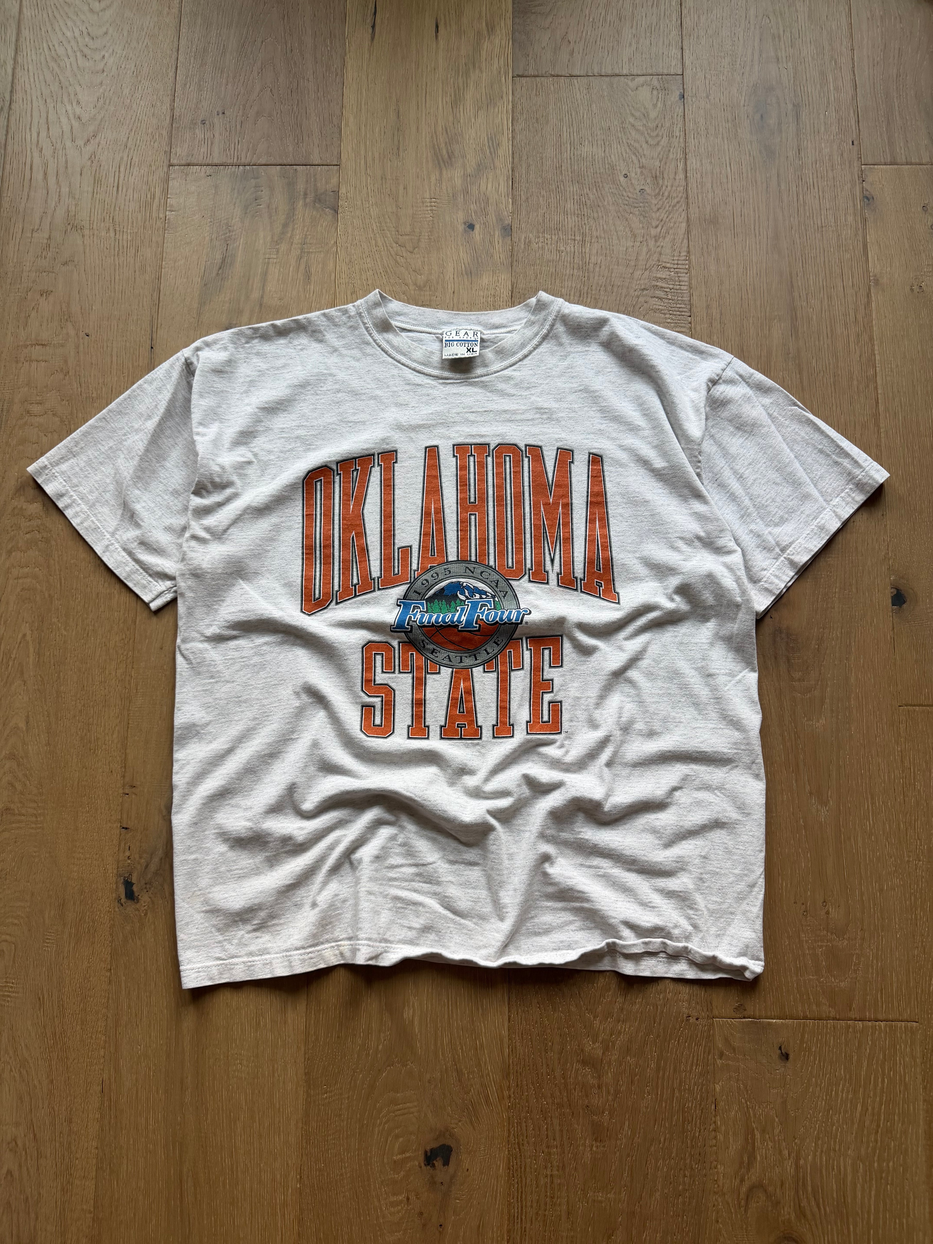 Grey 1995 Oklahoma State Basketball Final Four Seattle T-Shirt XL
